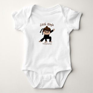 Cute Little Ninja Boy Cartoon Personalise Baby Bodysuit