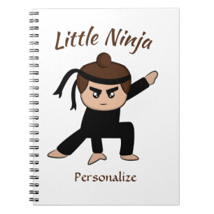 Cute Little Ninja Boy Cartoon Personalised Notebook