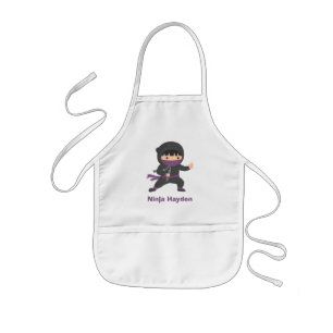 Cute Little Ninja with Nunchaku For Boys Kids Apron