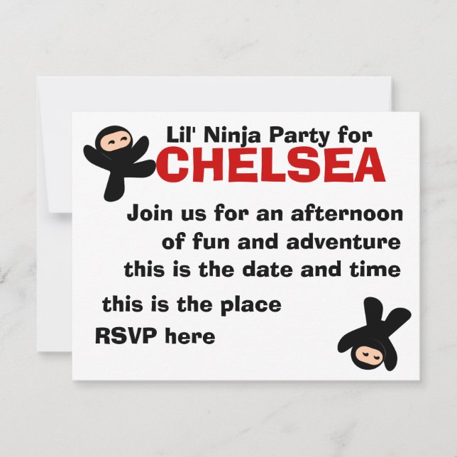 Cute Little Ninjas Invitation (Front)