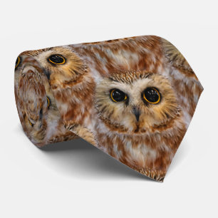 Cute Little Northern Saw Whet Owl Tie