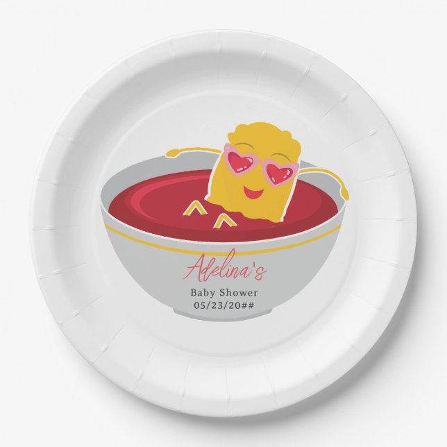 Cute Little Nugget Chicken Nugget Girl Baby Shower Paper Plate (Front)