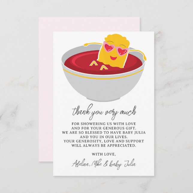 Cute Little Nugget Chicken Nugget Girl Baby Shower Thank You Card (Front/Back)