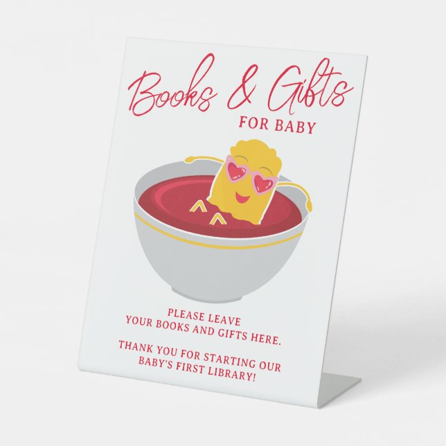 Cute Little Nugget Girl Baby Shower Books & Gifts Pedestal Sign (Front)