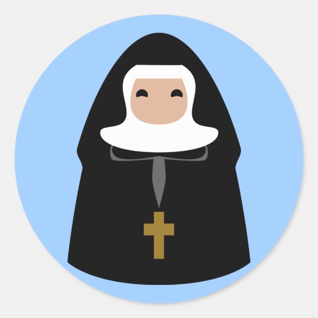 Cute Little Nuns Classic Round Sticker (Front)
