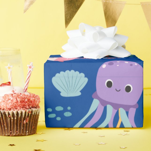 Cute Little Ocean Friends Pattern Wrapping Paper (Birthday Party)