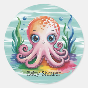 Cute Little Octopus Under The Sea Classic Round Sticker