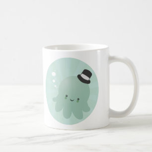 Cute Little Octopus wearing a black Top Hat Coffee Mug