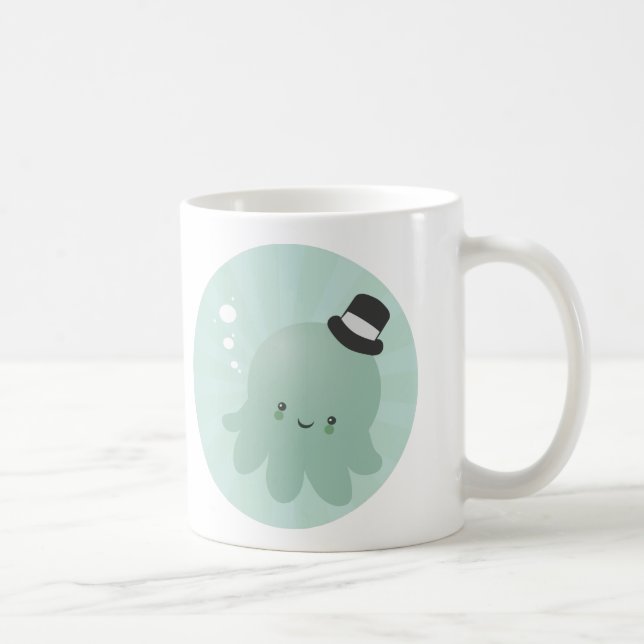 Cute Little Octopus wearing a black Top Hat Coffee Mug (Right)