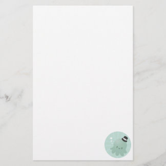 Cute Little Octopus wearing a black Top Hat Stationery