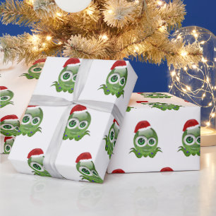 Cute little octopus with his Christmas hat Wrapping Paper