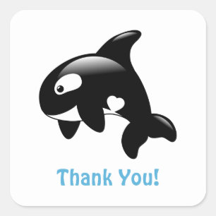 Cute Little Orca Thank You Square Sticker