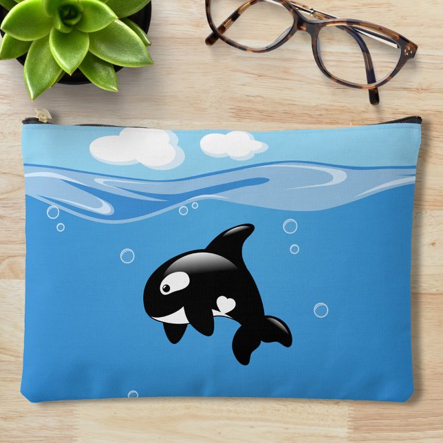 Cute Little Orca Whale in Ocean Accessory Pouch (Creator Uploaded)