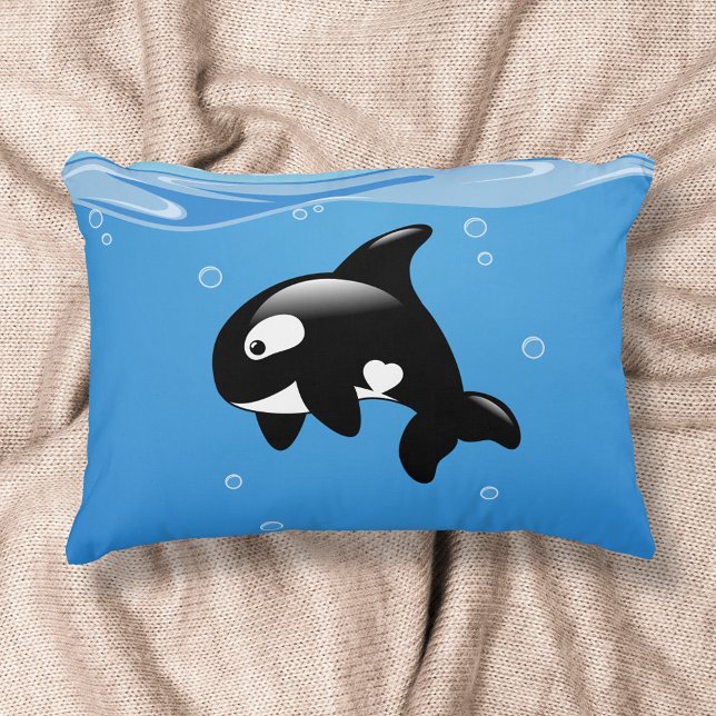 Cute Little Orca Whale in Ocean Decorative Cushion (Creator Uploaded)