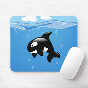 Cute Little Orca Whale in Ocean Mouse Mat