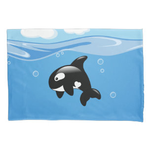 Cute Little Orca Whale in Ocean Pillowcase