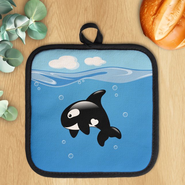 Cute Little Orca Whale in Ocean Pot Holder (Creator Uploaded)