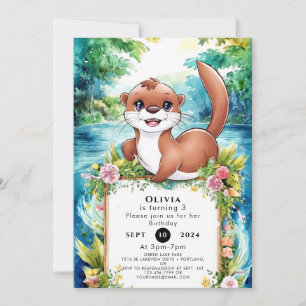 Cute Little Otter Birthday Invitation