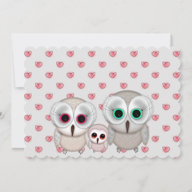 Cute Little Owl Family Baby Shower Invitation (Front)