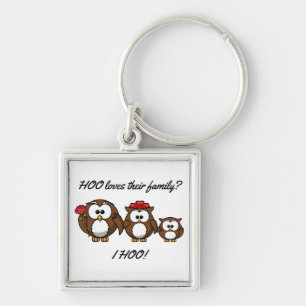 Cute Little Owl Family Key Ring