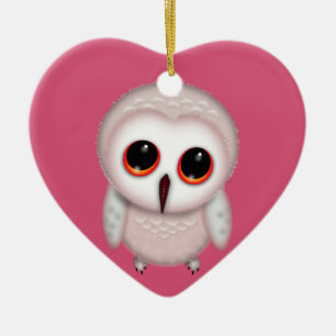 Cute Little Owl Illustration Ceramic Tree Decoration