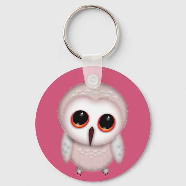 Cute Little Owl Illustration Key Ring (Front)