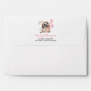 Cute Little Owl Themed Girls Birthday Envelope