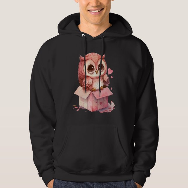 Cute Little Owl Valetines Animal Love  17 Hoodie (Front)