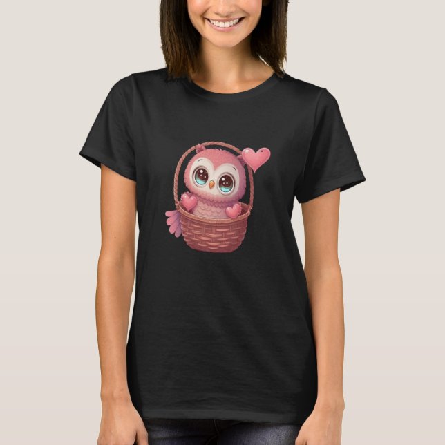 Cute Little Owl Valetines Animal Love  4 T-Shirt (Front)