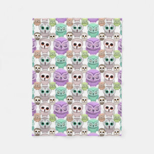 Cute Little Owls in Pastel Colours Fleece Blanket