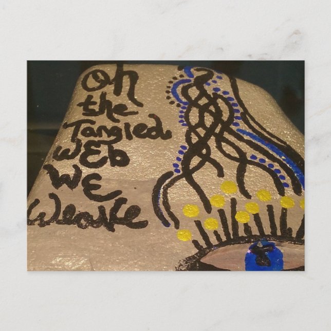 Cute Little Painted Rock Web We Weave Postcard (Front)