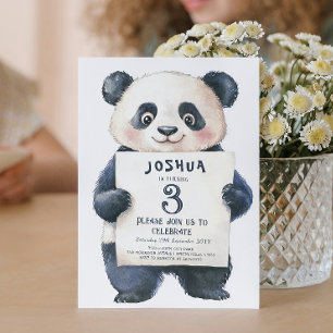 Cute Little Panda and Sign Kids birthday Party  Invitation