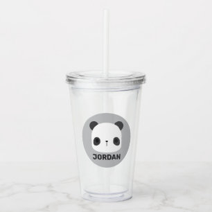 Cute Little Panda Bear with Personalised Name Acrylic Tumbler