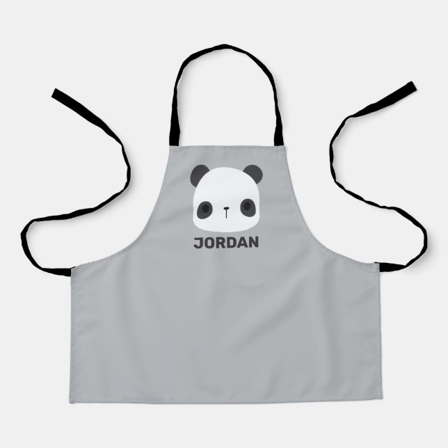 Cute Little Panda Bear with Personalised Name Apron (Front)