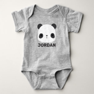 Cute Little Panda Bear with Personalised Name Baby Bodysuit