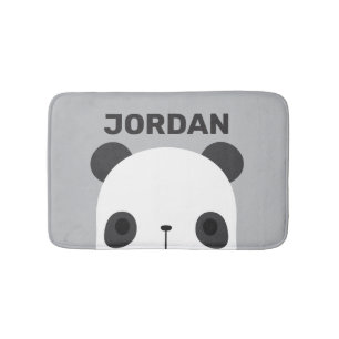 Cute Little Panda Bear with Personalised Name Bath Mat