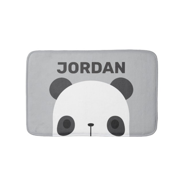 Cute Little Panda Bear with Personalised Name Bath Mat (Front)