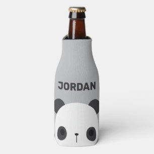 Cute Little Panda Bear with Personalised Name Bottle Cooler