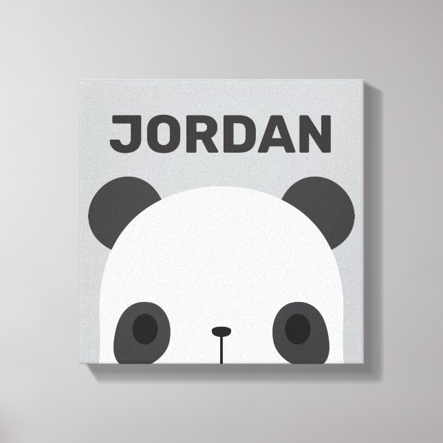 Cute Little Panda Bear with Personalised Name Canvas Print (Front)