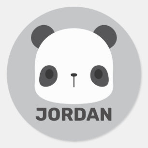 Cute Little Panda Bear with Personalised Name Classic Round Sticker