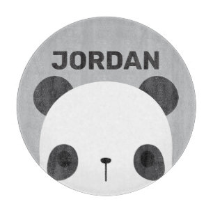 Cute Little Panda Bear with Personalised Name Cutting Board