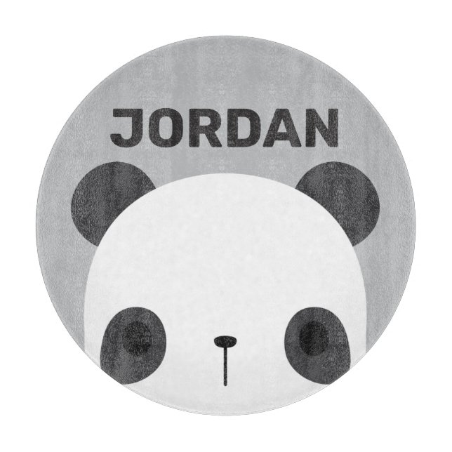 Cute Little Panda Bear with Personalised Name Cutting Board (Front)