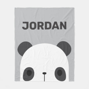 Cute Little Panda Bear with Personalised Name Fleece Blanket