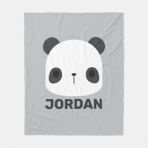 Cute Little Panda Bear with Personalised Name Fleece Blanket