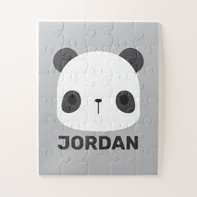 Cute Little Panda Bear with Personalised Name Jigsaw Puzzle (Vertical)