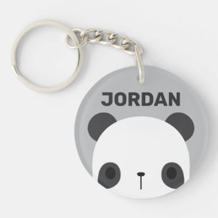 Cute Little Panda Bear with Personalised Name Key Ring