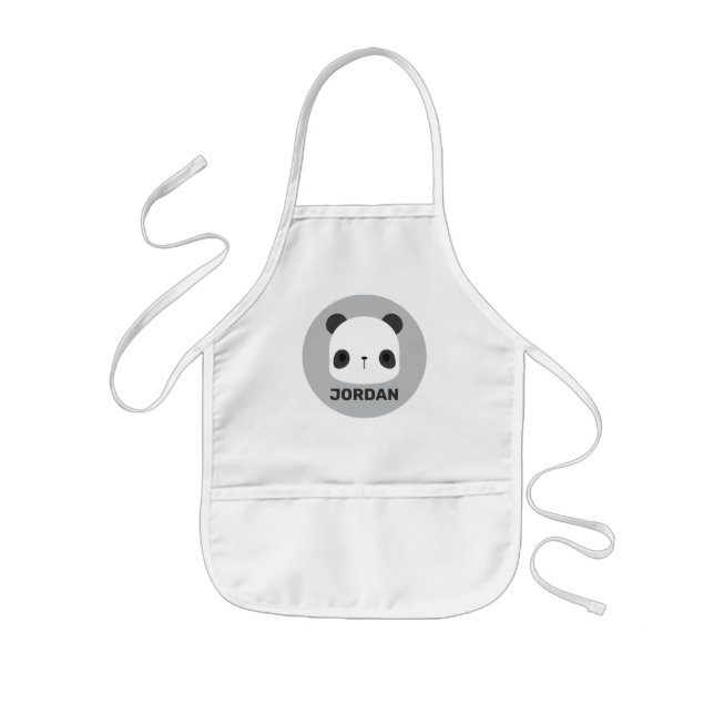 Cute Little Panda Bear with Personalised Name Kids Apron (Front)