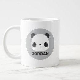 Cute Little Panda Bear with Personalised Name Large Coffee Mug