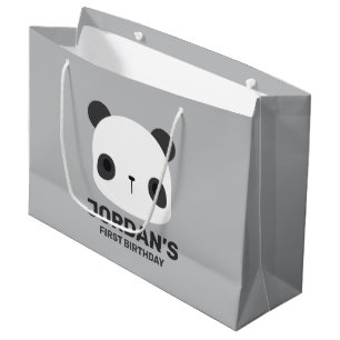 Cute Little Panda Bear with Personalised Name Large Gift Bag