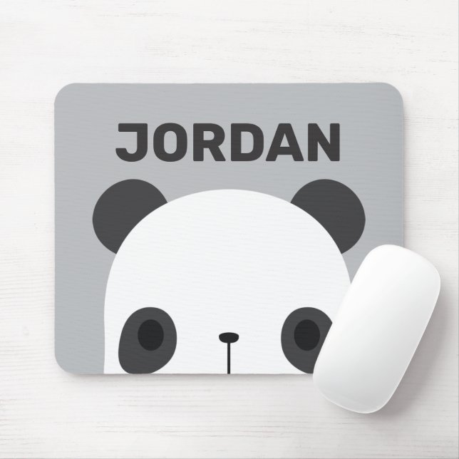 Cute Little Panda Bear with Personalised Name Mouse Mat (With Mouse)
